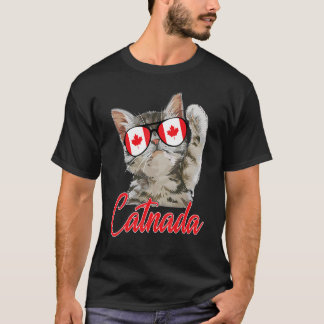 Niedliche Katnada Kanada Katze Ahornapfel Leaf Kan T-Shirt