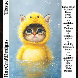 Niedliche Kätzchen als gelbe Ente DL4R Decoupage v Seidenpapier