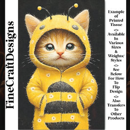 Niedliche Kätzchen als Hummeln AK4H-Decoupage Seidenpapier