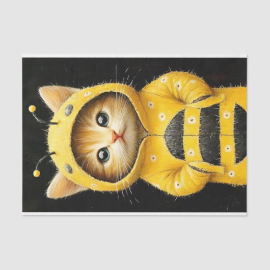 Niedliche Kätzchen als Hummeln AK4H-Decoupage Seidenpapier (Vorderseite)
