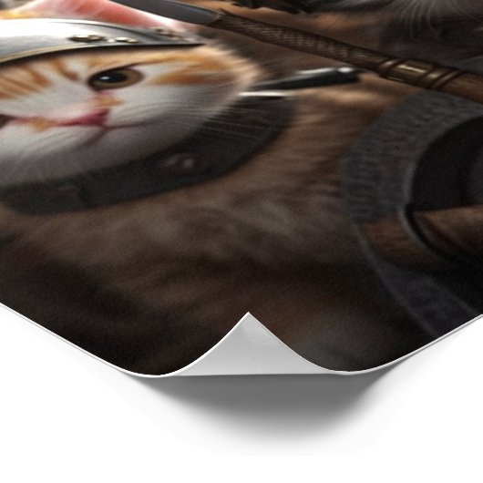 Niedliche Kätzchen als Wiking Warriors Poster (Ecke)