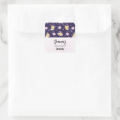 Niedliche Kätzchen Astronauten Muster-Seifengeschä Quadratischer Aufkleber (Tasche)