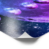 Niedliche Kätzchen auf dem Mond glühende Sterne Un Fotodruck (Ecke)