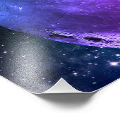 Niedliche Kätzchen auf dem Mond, leuchtende Sterne Fotodruck (Ecke)