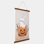 Niedliche Kätzchen auf Kürbiskürbis, Modernes Hall Wandteppich Mit Holzrahmen (Gewinkelt)