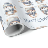 Niedliche Kätzchen Blue Fa La Frische Weihnachten Geschenkpapier (Rolleneckpunkt)