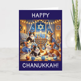 Niedliche Kätzchen, die dreidelige Chanukah-Karte Dankeskarte