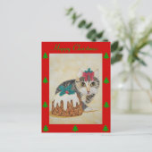 niedliche Kätzchen, die zu Weihnachten Pudding ess (Stehend Vorderseite)