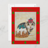 niedliche Kätzchen, die zu Weihnachten Pudding ess (Vorne/Hinten)