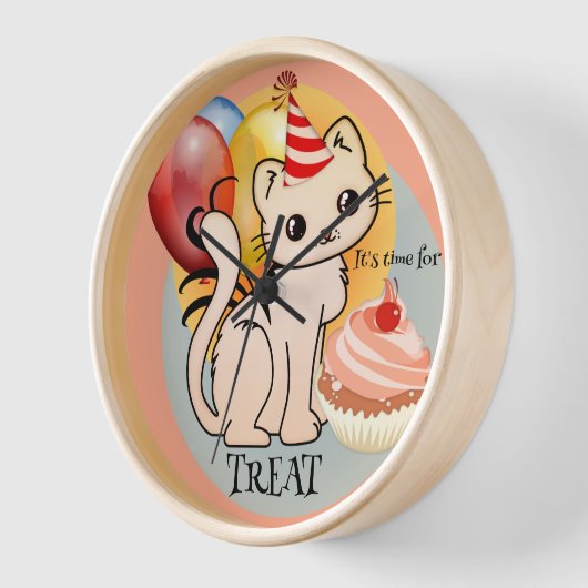 Niedliche Kätzchen Feierliche Pastelle Uhr (Winkel)