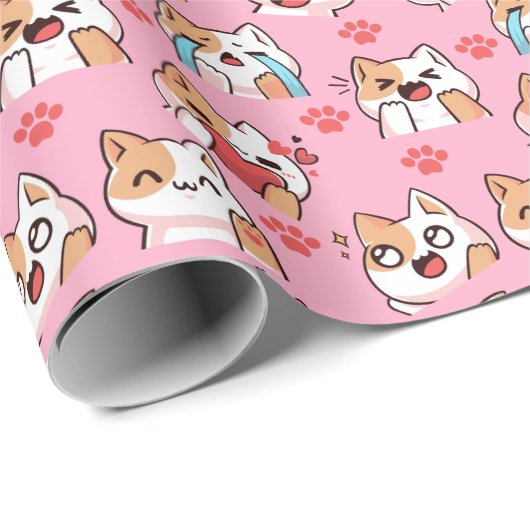 Niedliche Kätzchen Geschenkpapier (Rolleneckpunkt)