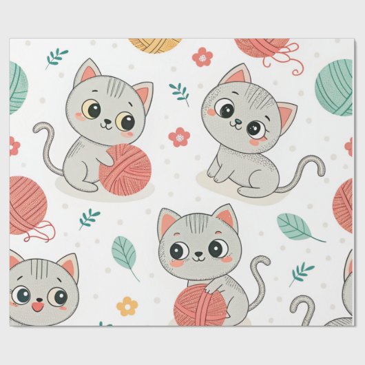 Niedliche Kätzchen Geschenkpapier (Flach)
