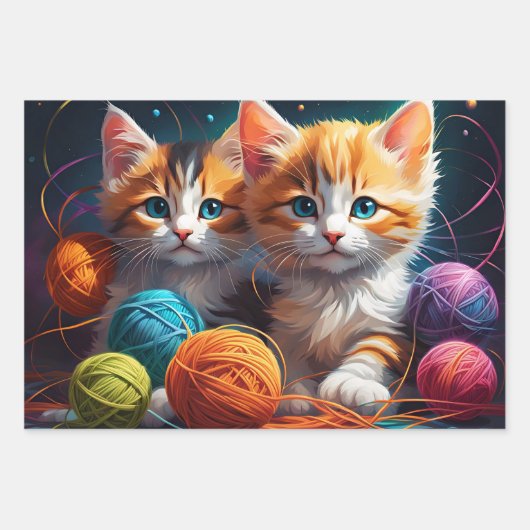 Niedliche Kätzchen Geschenkpapier Set (Vorderseite 3)