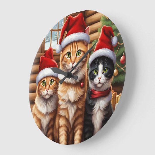 Niedliche Kätzchen Große Wanduhr (Winkel)