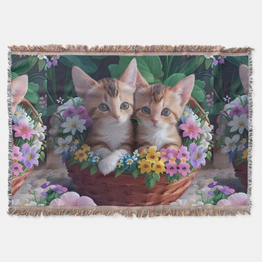 Niedliche Kätzchen in einem Blume-Korb Decke (Vorderseite)