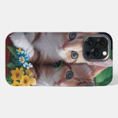 Niedliche Kätzchen in einem Blume-Korb iPhone Hülle (Rückseite (Horizontal))
