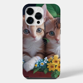 Niedliche Kätzchen in einem Blume-Korb iPhone 14 Pro Max Hülle