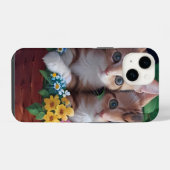 Niedliche Kätzchen in einem Blume-Korb iPhone Hülle (Rückseite (Horizontal))