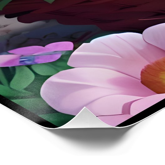 Niedliche Kätzchen in einem Blume-Korb Poster (Ecke)