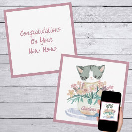 Niedliche Kätzchen in einem Topf von Blume neue Zu Karte