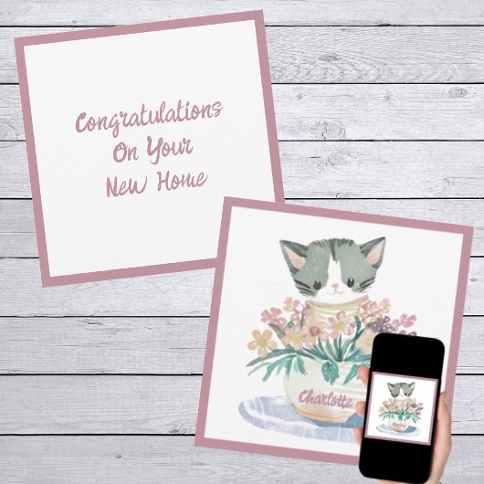 Niedliche Kätzchen in einem Topf von Blume neue Zu Karte