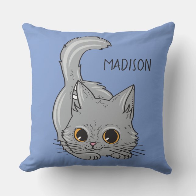 Niedliche Kätzchen individuelle Name & Farbwerfer  Kissen (Vorderseite)