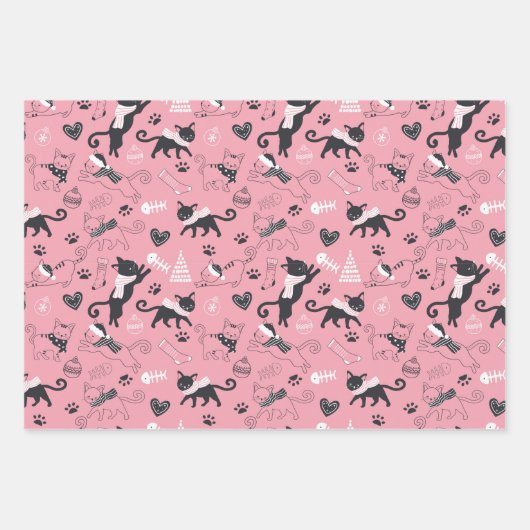 Niedliche Kätzchen Kätzchen farbenfrohe Katze Urla Geschenkpapier Set (Vorderseite 3)