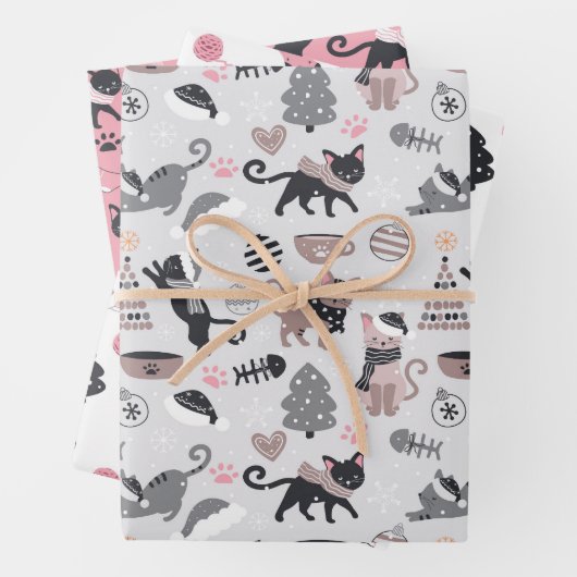 Niedliche Kätzchen Kätzchen farbenfrohe Katze Urla Geschenkpapier Set (Beispiel)