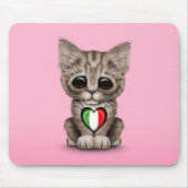 Niedliche Kätzchen-Katze mit dem italienischen Mousepad (Vorne)