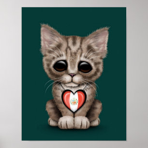 Niedliche Kätzchen-Katze mit dem peruanischen Poster