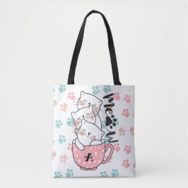 Niedliche Kätzchen Katzen in Pink Cup Monogram Tasche