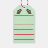 niedliche Kätzchen leckende Pfoten graue Tischtenn Geschenkanhänger (Rückseite)