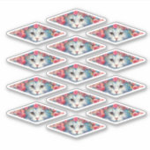 Niedliche Kätzchen mit Blume Aufkleber (Vorderseite)