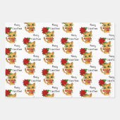 Niedliche Kätzchen mit Blume Geburtstag und Weihna Geschenkpapier Set (Vorderseite 3)