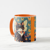 Niedliche Kätzchen mit Blume und Schmetterlingen Tasse (Vorderseite Links)