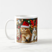 Niedliche Kätzchen mit dem Weihnachtsmann und Rent Kaffeetasse (Links)