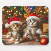 Niedliche Kätzchen mit dem Weihnachtsmann und Rent Mousepad (Vorne)