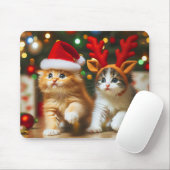 Niedliche Kätzchen mit dem Weihnachtsmann und Rent Mousepad (Mit Mouse)