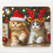 Niedliche Kätzchen mit dem Weihnachtsmann und Rent Mousepad (Vorne)