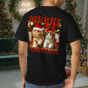 Niedliche Kätzchen mit dem Weihnachtsmann und Rent T-Shirt