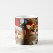 Niedliche Kätzchen mit dem Weihnachtsmann und Rent Verwandlungstasse (Mittel)