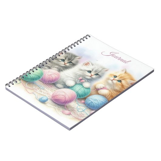 Niedliche Kätzchen mit farbigen Garnbälle für Note Notizblock (Linke Seite)