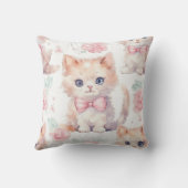 Niedliche Kätzchen mit rosa Rosen Kissen (Rückseite)