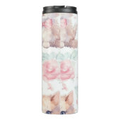 Niedliche Kätzchen mit rosa Rosen Thermosbecher (Rückseite)