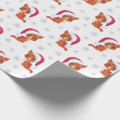 Niedliche Kätzchen mit Weihnachtsmannmütze Schneef Geschenkpapier (Ecke)