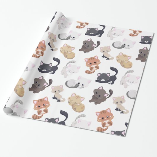 Niedliche Kätzchen Muster Geschenkpapier (Ungerollt)