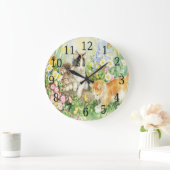 Niedliche Kätzchen-runde Uhr (Zuhause)