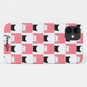 Niedliche Kätzchen Schwarz-weiß rosa Case-Mate iPhone Hülle (Rückseite (Horizontal))
