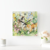 Niedliche Kätzchen Square römische Zahlen Uhr (Zuhause)