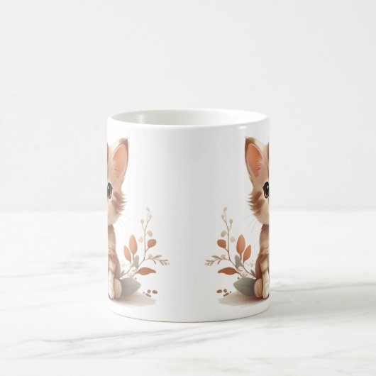 Niedliche Kätzchen und Blume Tasse (Mittel)